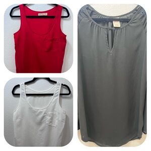 Lot of 3 Faded Glory Women’s Blouses Size Small White, Red & Black